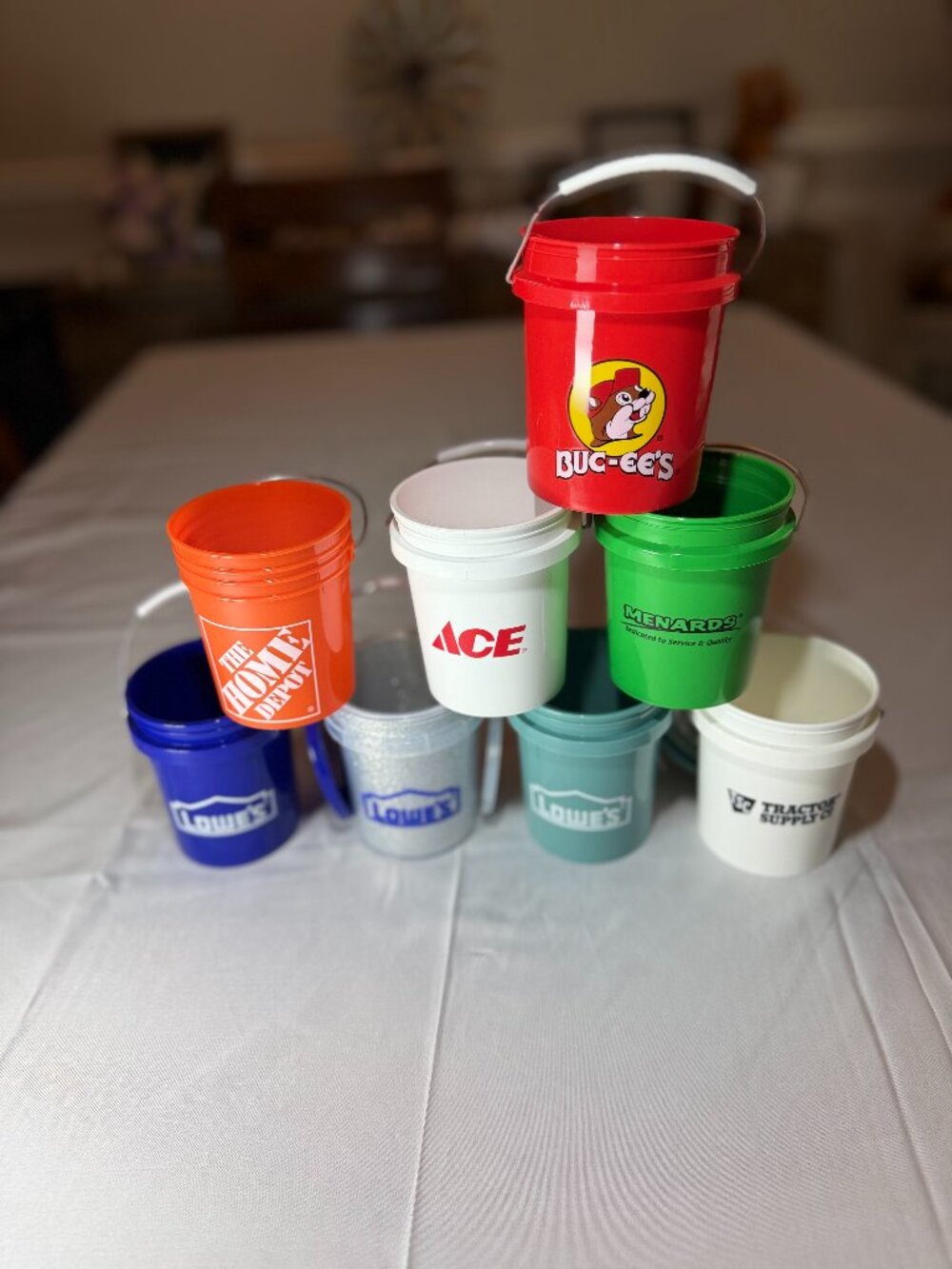 Mini Bucket Collection, 8 buckets, 3 have lids, including Lowes limited glitter